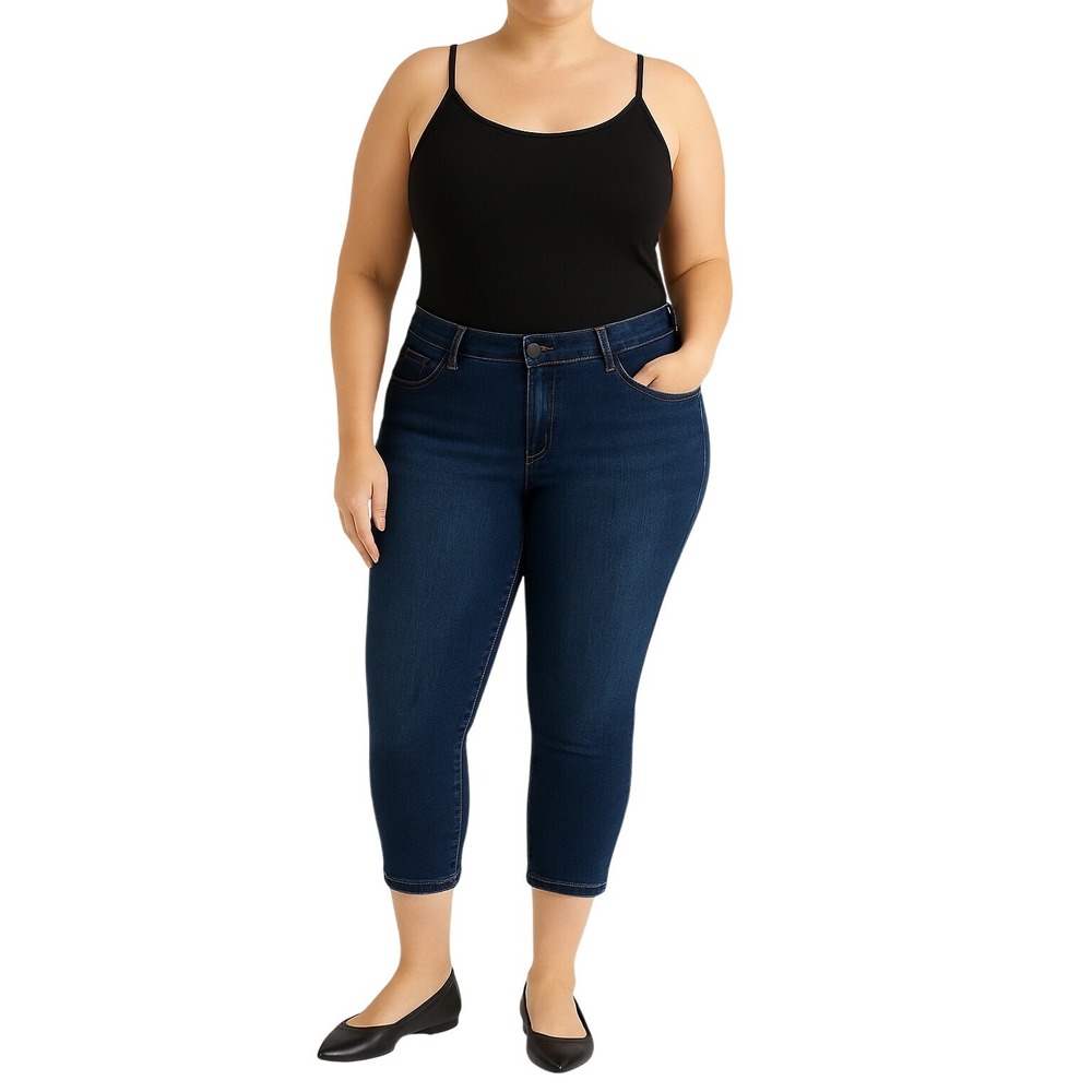 White House Black Market Women's Sz 16 Plus Blue High Rise Skinny Capri Jeans
